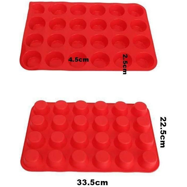 Silikon Mini Muffinform, 4 Pakker 24 Kopper Silikonform Kopper Bageform, Silikon Muffinforme Bageforme - Multifarvet