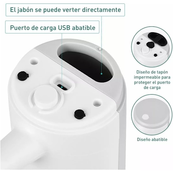 Automatisk Såpedispenser for Bad, Vannresistent Berøringsfri Veggmontert Dispenser, USB-Lading med Sensor Dispenser