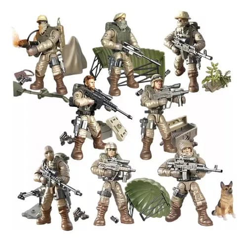 Leddede Soldat Actionfigurer 1:36, 8 Styk