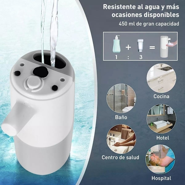 Automatisk Såpedispenser for Bad, Vannresistent Berøringsfri Veggmontert Dispenser, USB-Lading med Sensor Dispenser