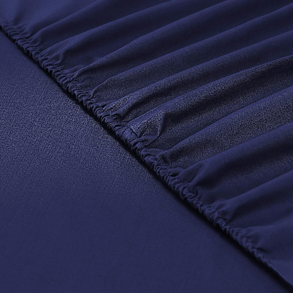 Sängkläder med resår 140 x 200 cm - Färg: marinblå 4 elastiska hörn