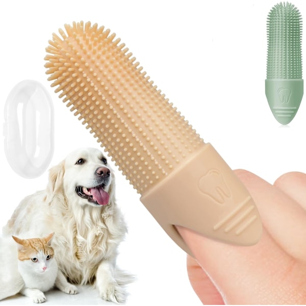 Hundetandbørste, 2 pakninger Hundetandbørste, 360° Rengøring Finger Tandbørste til Hunde, Fødevarekvalitet Silikon Hundefinger Tandbørste