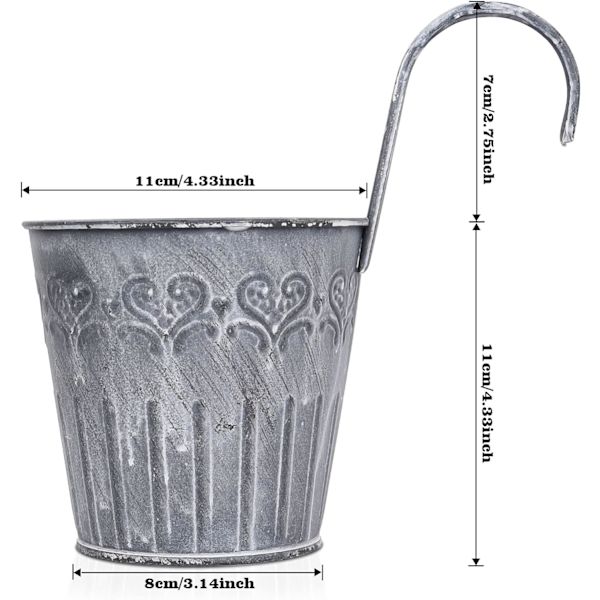 Sæt med 2 Metal Hængende Blomsterpotter, Vintage Hængende Jernblomst