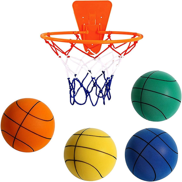Tyst basketboll, tyst boll, inomhusträningsboll med låg ljudnivå, obelagd skumboll med hög densitet, mikroporös tyst skumbasketboll blå 18
