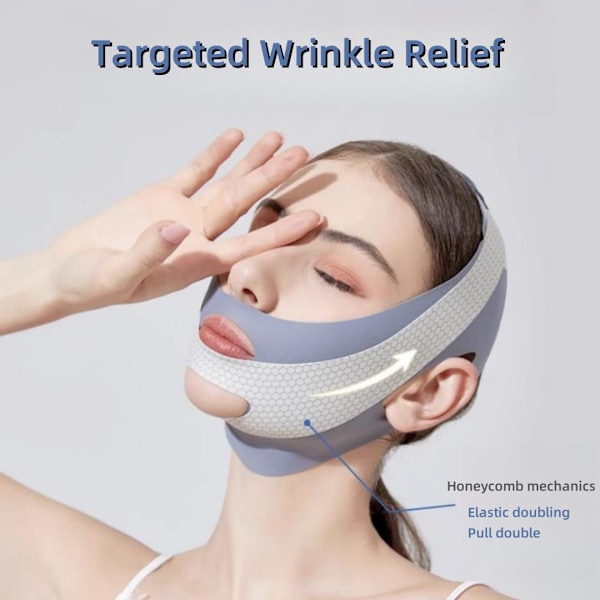 Ansiktsmask för att minska rynkor och forma ansiktet, Andningsbar konturlyftande ansiktsbandage för att lyfta hakan och ansiktet, Rynkreducerare