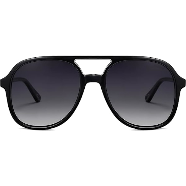Retro Polarisoivat Aviator-Aurinkolasit Miehille ja Naisille Klassiset 70-luvun Retro Muodikkaat Neliömäiset Aviatorit (Musta)