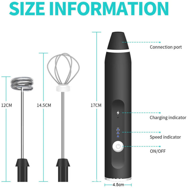 Elektrisk mjölkskummare, äggvisp med dubbla vispar