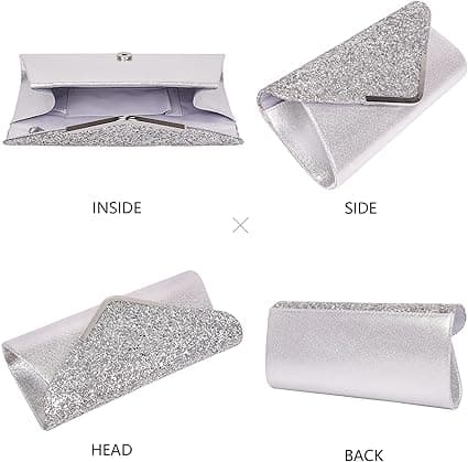Dametasker (Sølv Glitter), Elegant Sequin Aftentaske,