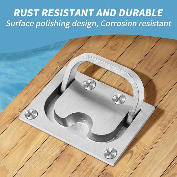 Rustfritt stål luke trekk flush løft solid båt ring luker håndtak for båt dekk luke flush ring trekk (2 pakke)