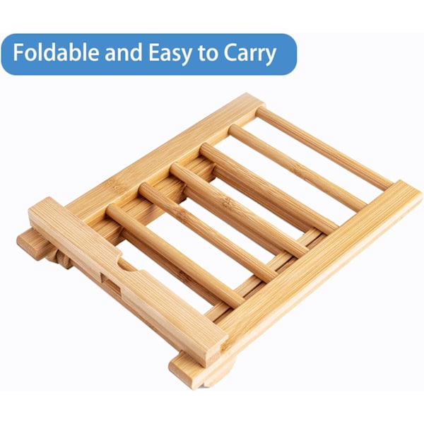Justerbar sammenleggbar bambus nettbrettstativholder i tre med ladehull for skrivebord iPad matlagingsstativ