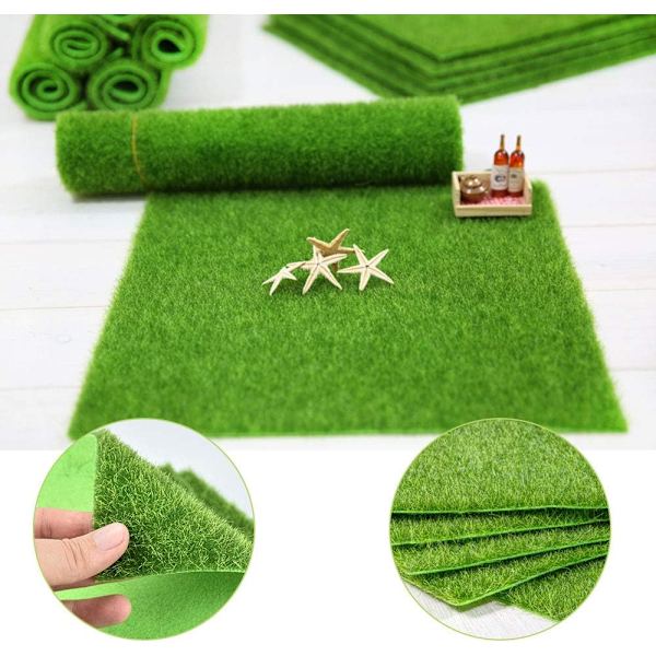 5 stk 15*15cm Plast Kunstig Grasmatte Ikke-vevd Kunstig