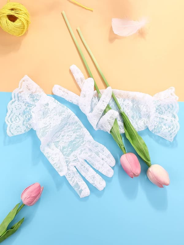 2 stk. Dame Lace Handsker Elegante Afkortede Handsker Hilsen Sommer