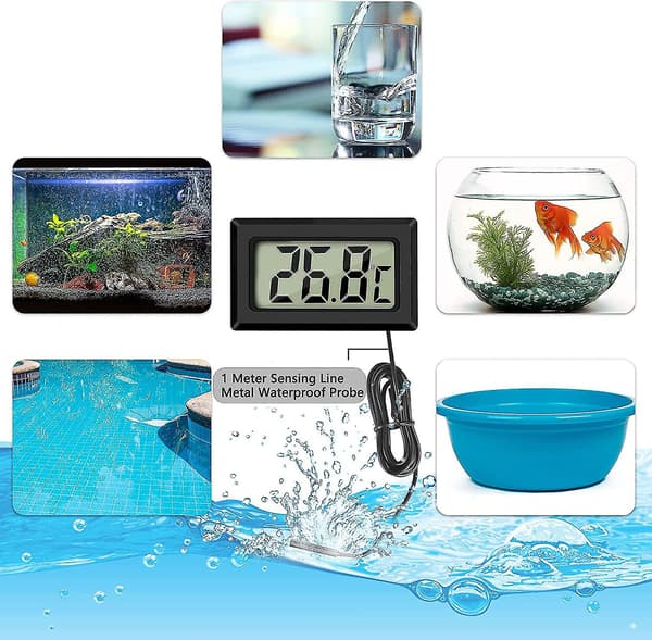 Mini digital LCD-termometer temperatur med temperaturprob sensor testare (2x svart 2x vit)
