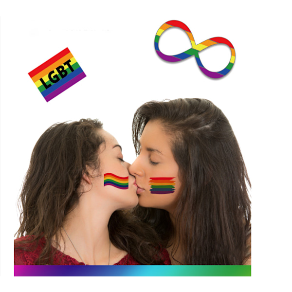 20 Pride Day-tatoveringsklistremerker for likekjønnede - LGBT-klistremerker til ansiktet