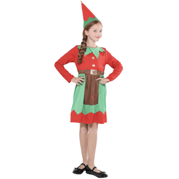 Big Girl Christmas Elf Costume, M, jul familjeatmosfär