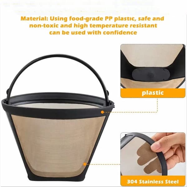 2 st guld 304 stål kaffefilter 10 cm 100 mesh permanent kaffefilter