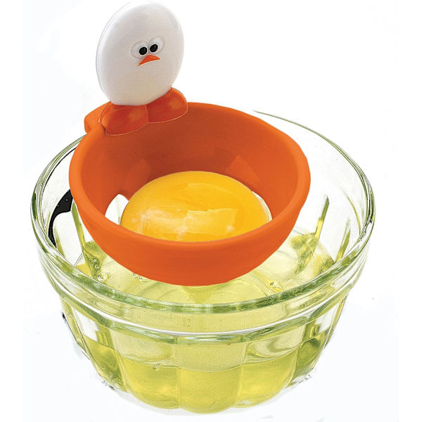1 köksredskap äggseparator, orange/vit