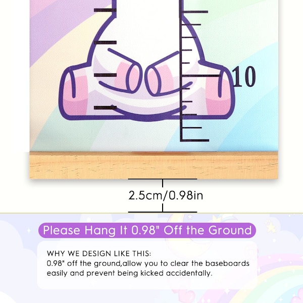 Baby Growth Height Chart - Seinäkoriste lapsille, irrotettava kangaskorkeusmittari 79\" x 7.9\" (Yksisarvinen)