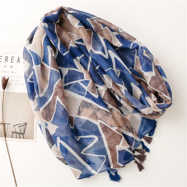 Geometrisk mönstrad fransad sjal 180*90cm, damscarf Elegant