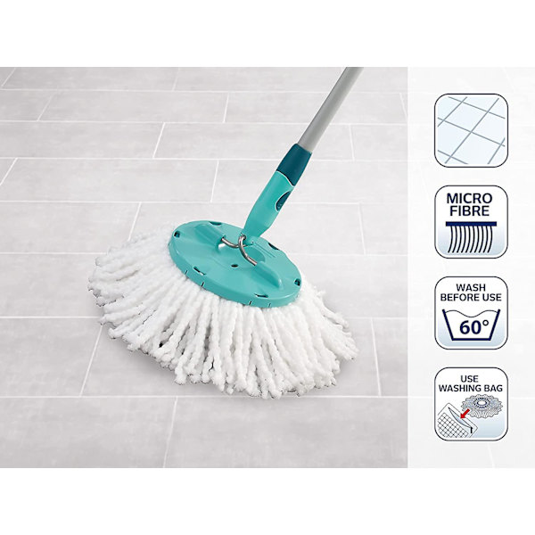 Sininen 2-pakkaus Clean Twist Disc Mop -vaihtopäät, ihanteellinen laatta- ja kivipinnoille, vettä ja likaa imevä mikrokuitu, vaihtomoppit, helppo kiinnittää