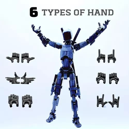 Dummy13 3D-Printet Actionfigur 5.54 Tommer (Sort)