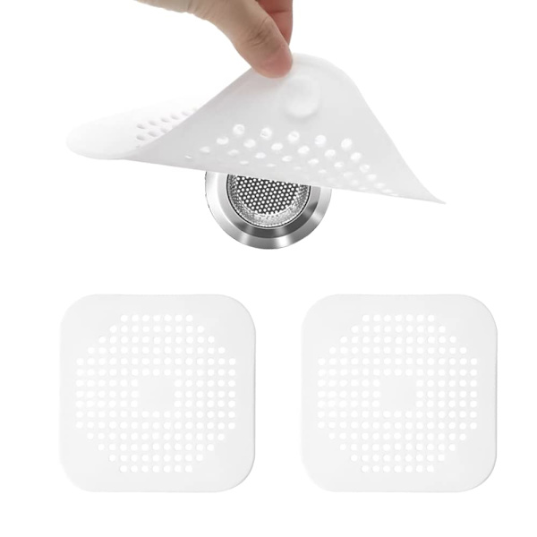 2-pack vitt duschavloppslock hårskydd, diskhofilter för kök, badkar och badrum