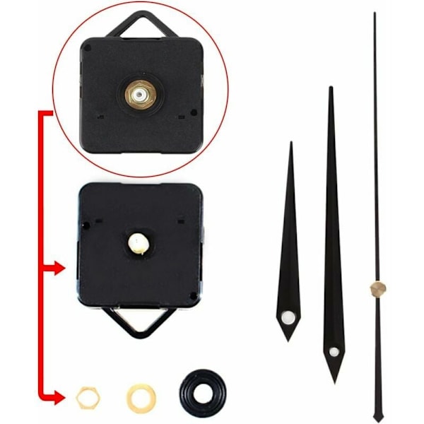 Svart handkvartsurverk Kvartsurverk Tyst svepande sekundrörelse DIY Precision 1 sekund väggur Klockvisare tillbehör Svart presentask
