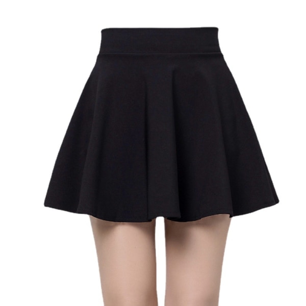 En svart puffig kjol för kvinnor med hög midja