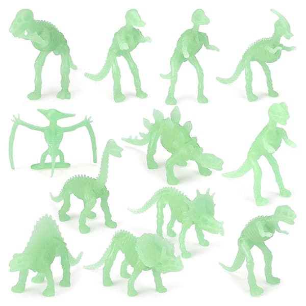 Lysende dinosaurmodell leker robuste 12 stk ornament gave til barn