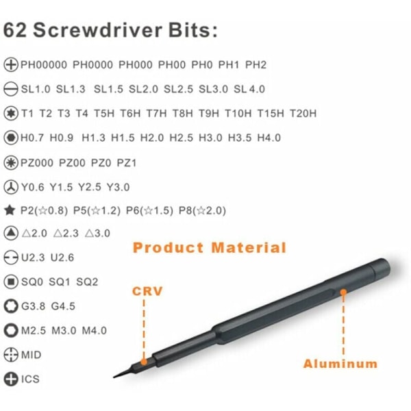 63 in 1 Mini Precision Screwdriver Kit Electronic Magnetic Repair