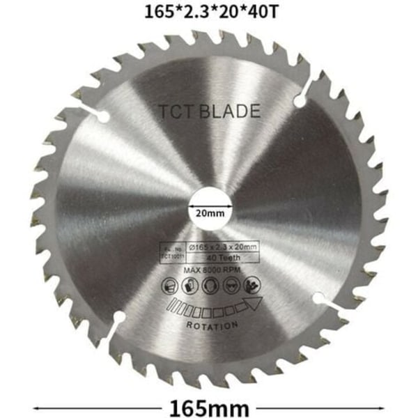 165mm TCT sirkelsagblad sølv roterende skjæreskive for treskjæring