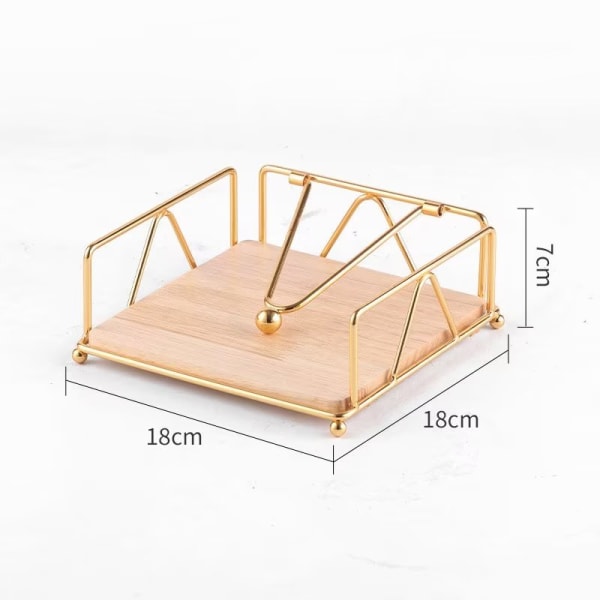 1 stk. (Guld) Flad Serviet Holder til Køkken Spisebord, Metal