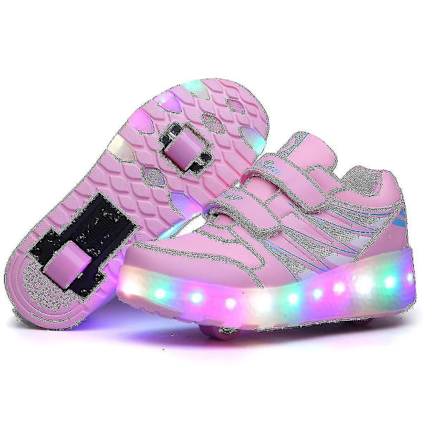 2022 Nye Led Light Up Rulleskøjter Dobbelt Hjul Usb Genopladelige