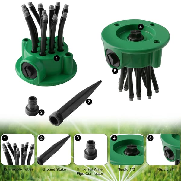 Helt Automatisk Hage Multi - Hode Sprinkler 360 Grader Blomst