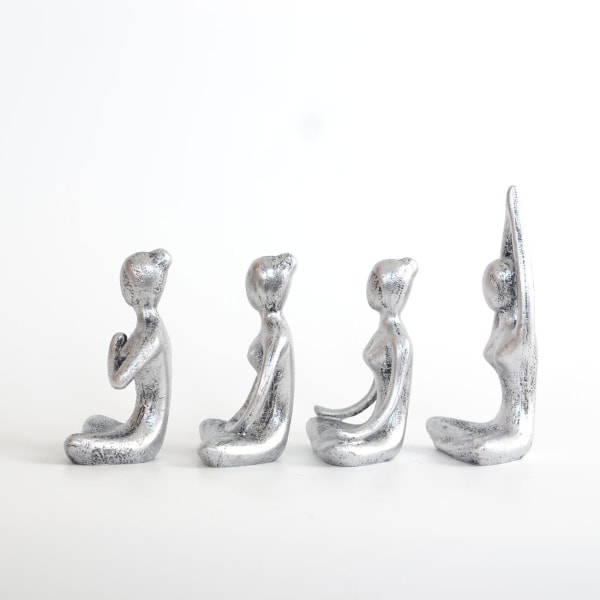 Sæt af 4 Yoga Statuer til Hjemmeindretning, Yoga Figurer, Meditation