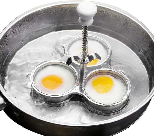 Egg Poacher i rustfritt stål, eggkoker, eggtopper, eggkopper, eggkoker med 3