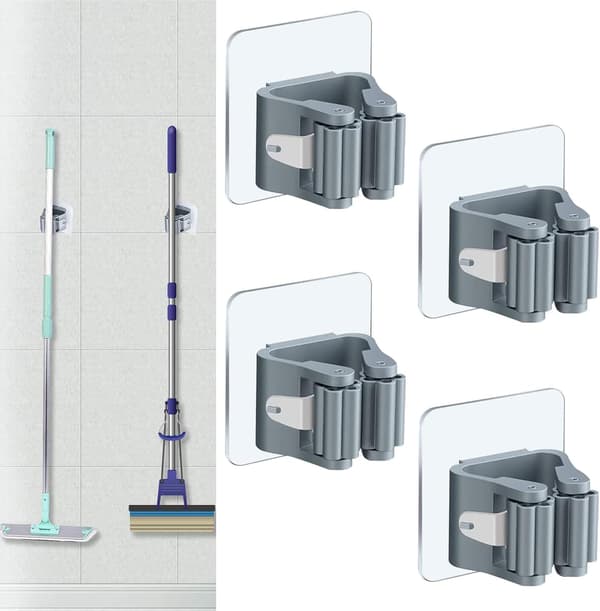 4 stk. Moppholder uten hull Moppklips Moppkroker Henger