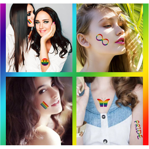 20 Pride Day-tatoveringsklistremerker for likekjønnede - LGBT-klistremerker til ansiktet