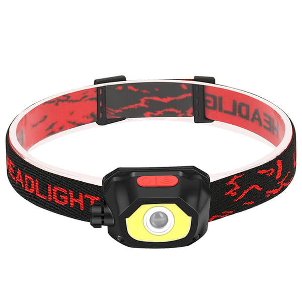 1 stk LED COB sterk lys sensor hodelykt hvit lys rød