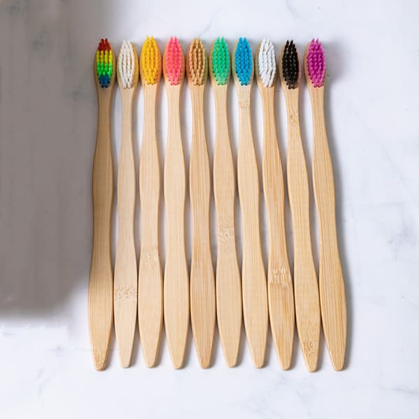 En kartong Vit kalebaskformad borste Bambuborste, 19cm ×