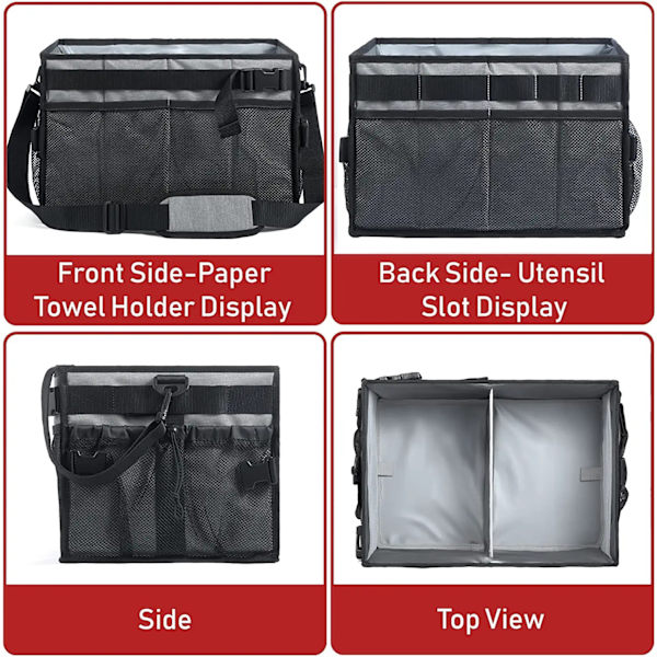 1 stk Piknikkurv BBQ Oppbevaringsboks Foldbar Bagasjerom Organizer