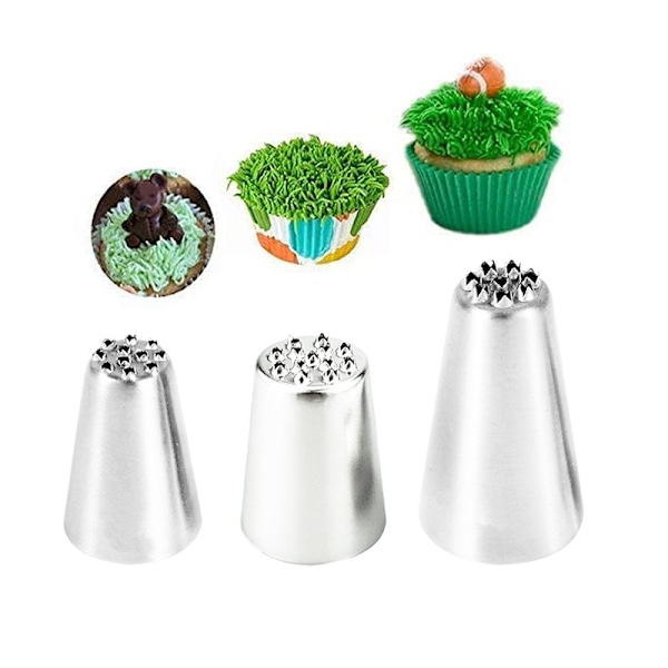 Sett med 3 rustfrie cupcake-isingstips