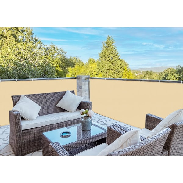 SHADE Balkon Privatlivsskærm Cover 90x300cm Beige Sand Privatlivsskærm 100% Polyester(160g/㎡) UV Beskyttelse Uigennemsigtig