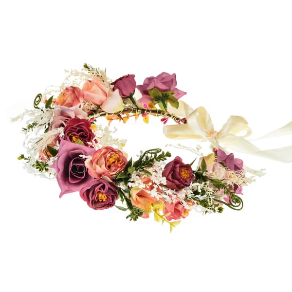 Bryllupskrans, krans, brudepige, lyserød blomsterhår