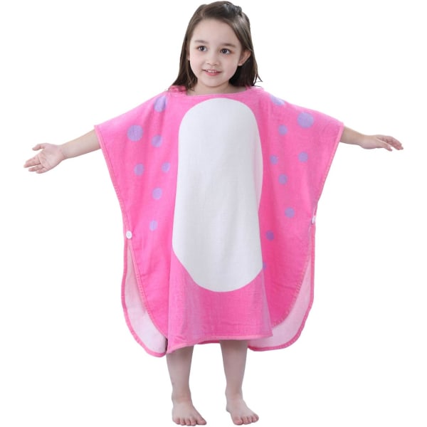 Barnens Dinosaurie Strandponcho (Rosa, 2-4 År, 70*140cm), Huvad