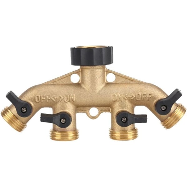 3/4 Trådgårdsslangeforbindelse Heavy Duty Messing 4-vejs Gåsehals S