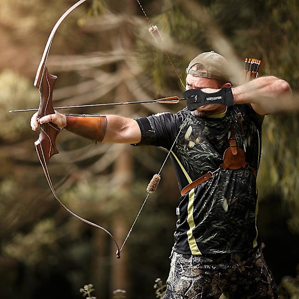 1 st Archeryhandskar för utomhusbruk Skytte Jakt Läder Tre Finger Protector Bågskytte Skyddsutrustning Tillbehör S