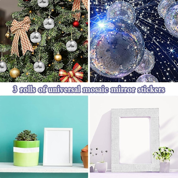 (100 X 4cm, 3 rullar) glasmosaikplattor, blandade färger, mini kvadratiska mosaikplattor glasmosaikplattor kreativ hobby för disco diy craft deco
