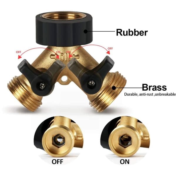 2-veis Y-fordeler splitter for 3/4\" tilførselsslange, dobbeltapp-tilpasset
