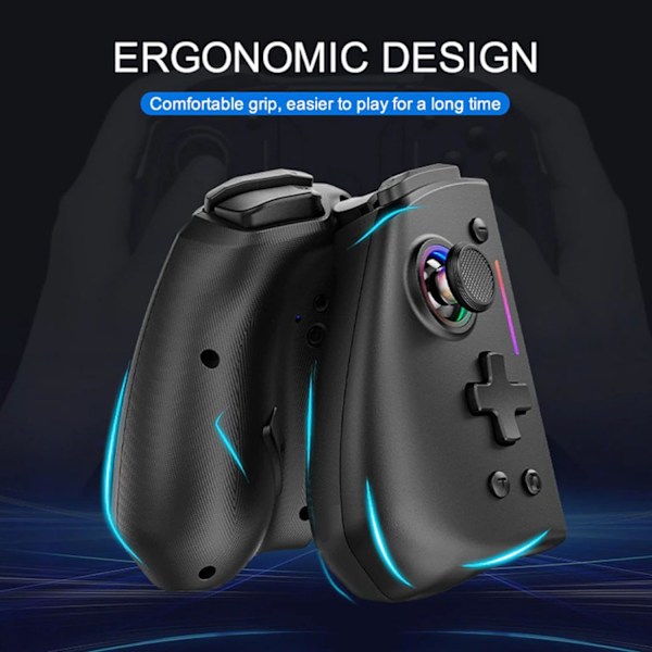 Kontroller för Switch, Trådlös Spelkontroll Joypad för Switch med RGB-belysning, 6-axlig Gyro Dubbel Vibration Tur